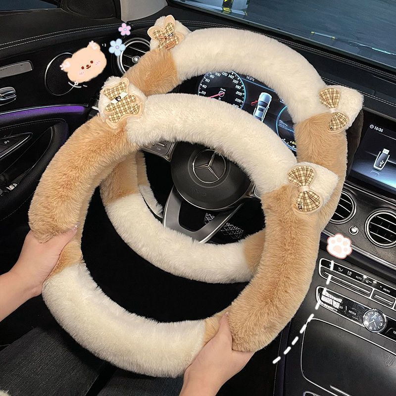 Steering Wheel Cover Winter Plush Cute Cartoon