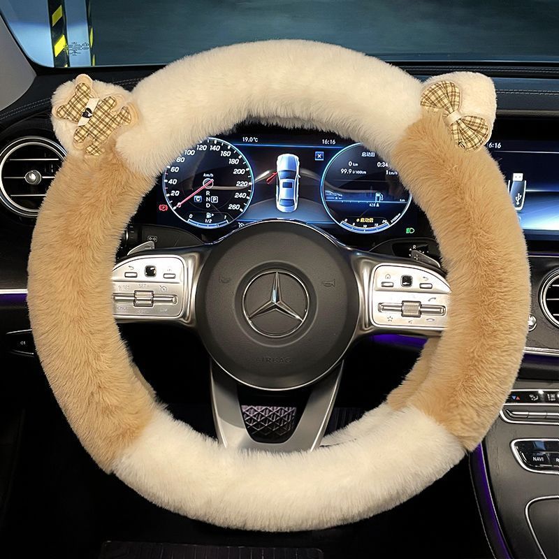Steering Wheel Cover Winter Plush Cute Cartoon