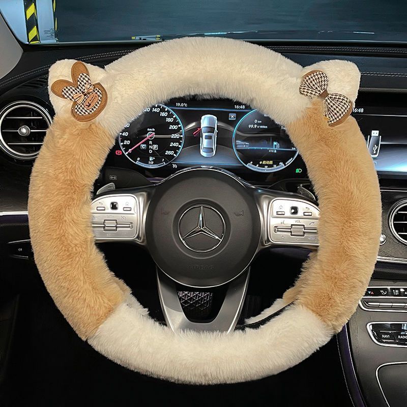 Steering Wheel Cover Winter Plush Cute Cartoon