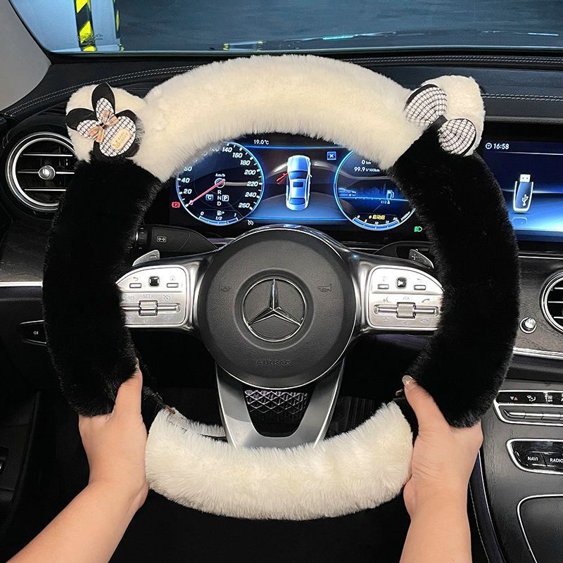 Steering Wheel Cover Winter Plush Cute Cartoon
