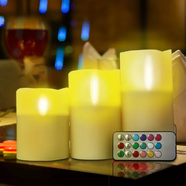 3Pcs Flameless Candles Votive Candles Wireless Battery Operated LED Flickering Candles W/ Remote Control Timer