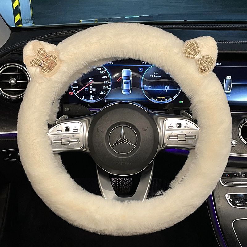 Steering Wheel Cover Winter Plush Cute Cartoon